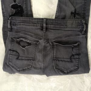 American Eagle Jeans 6 Black Distressed Super Stretch X Skinny Hi-Rise Jeggings